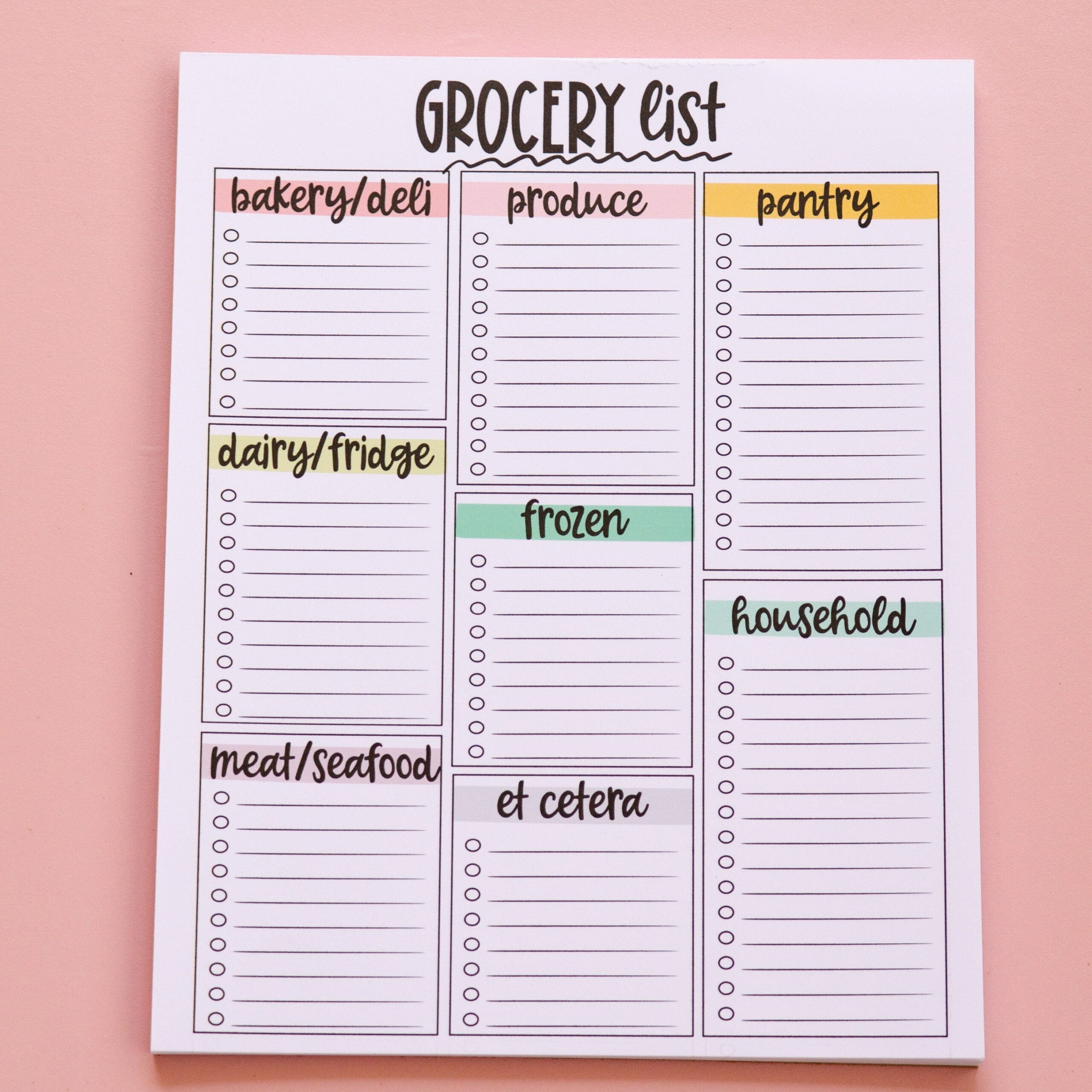 Cute Printable Grocery List Template