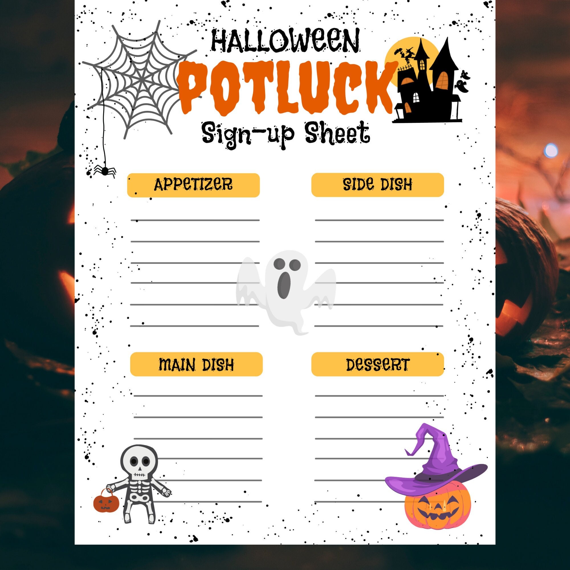 Halloween Party Food List Template