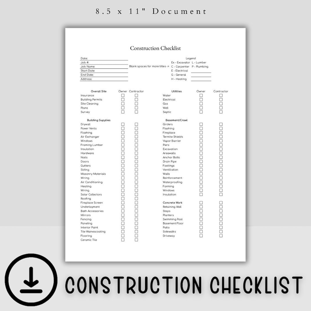 House Construction Punch List Template