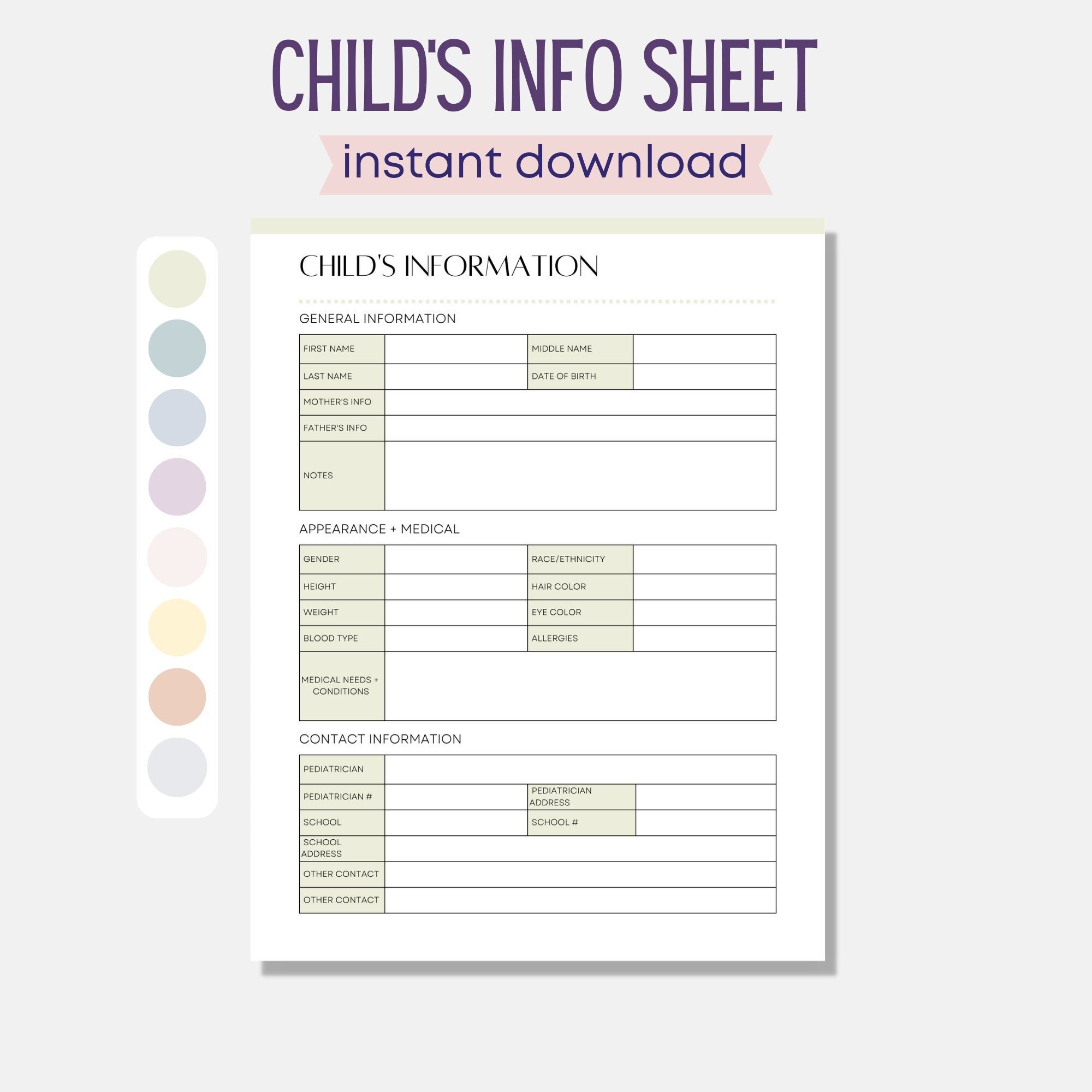 New Parent Info List Template