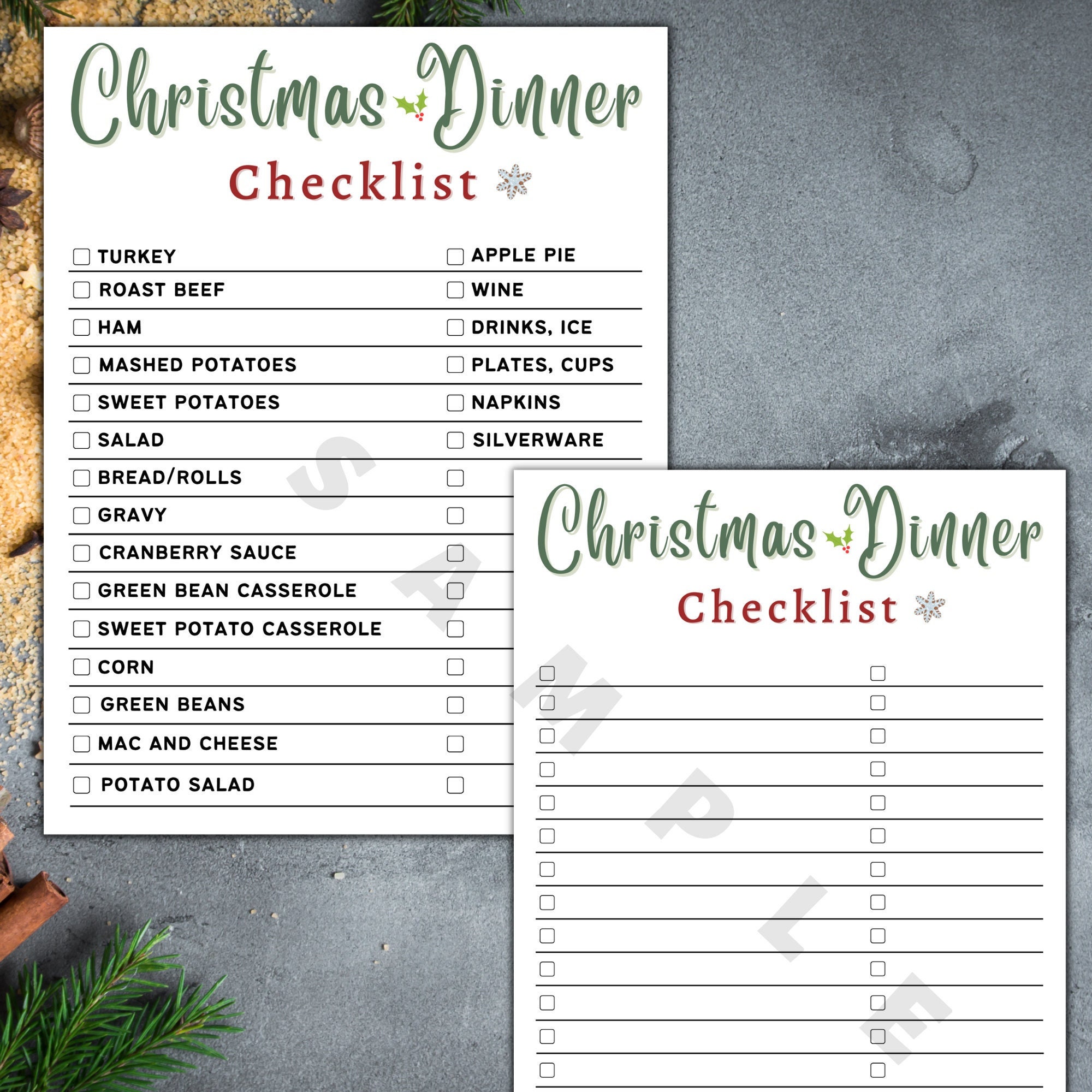 Printable Christmas Food Shopping List Template