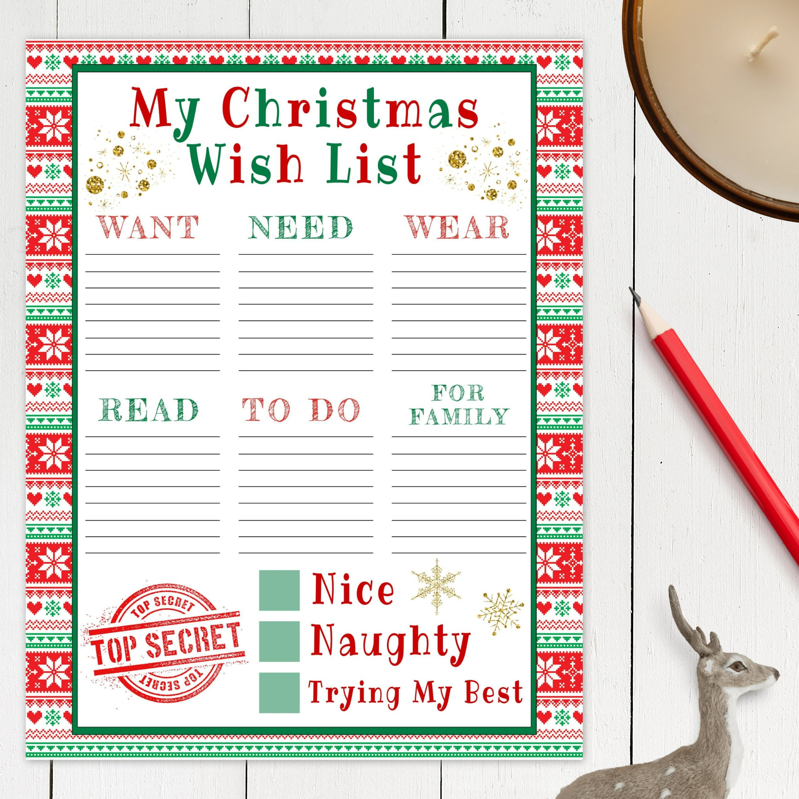 Printable Santa Wish List Template