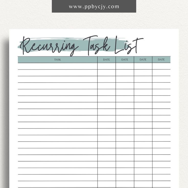 Recurring To Do List Template
