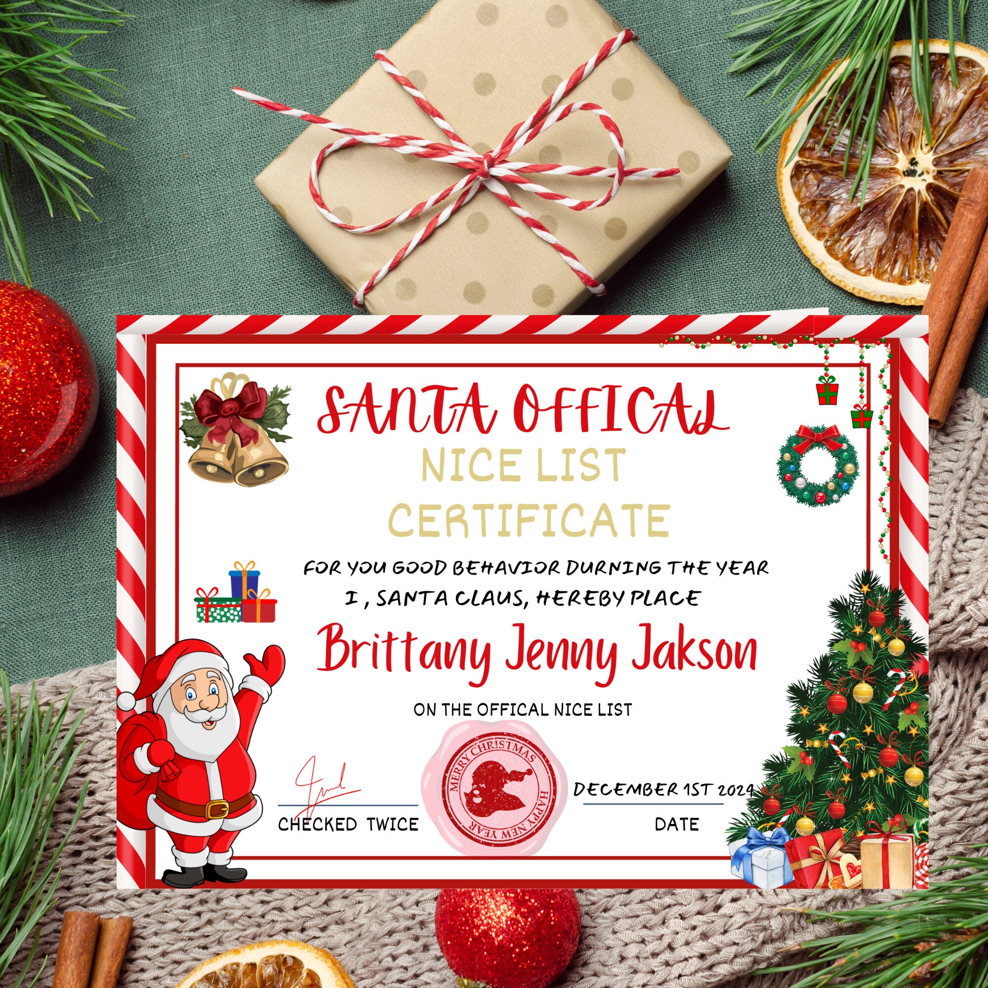 Santa Gift Card Nice List Template