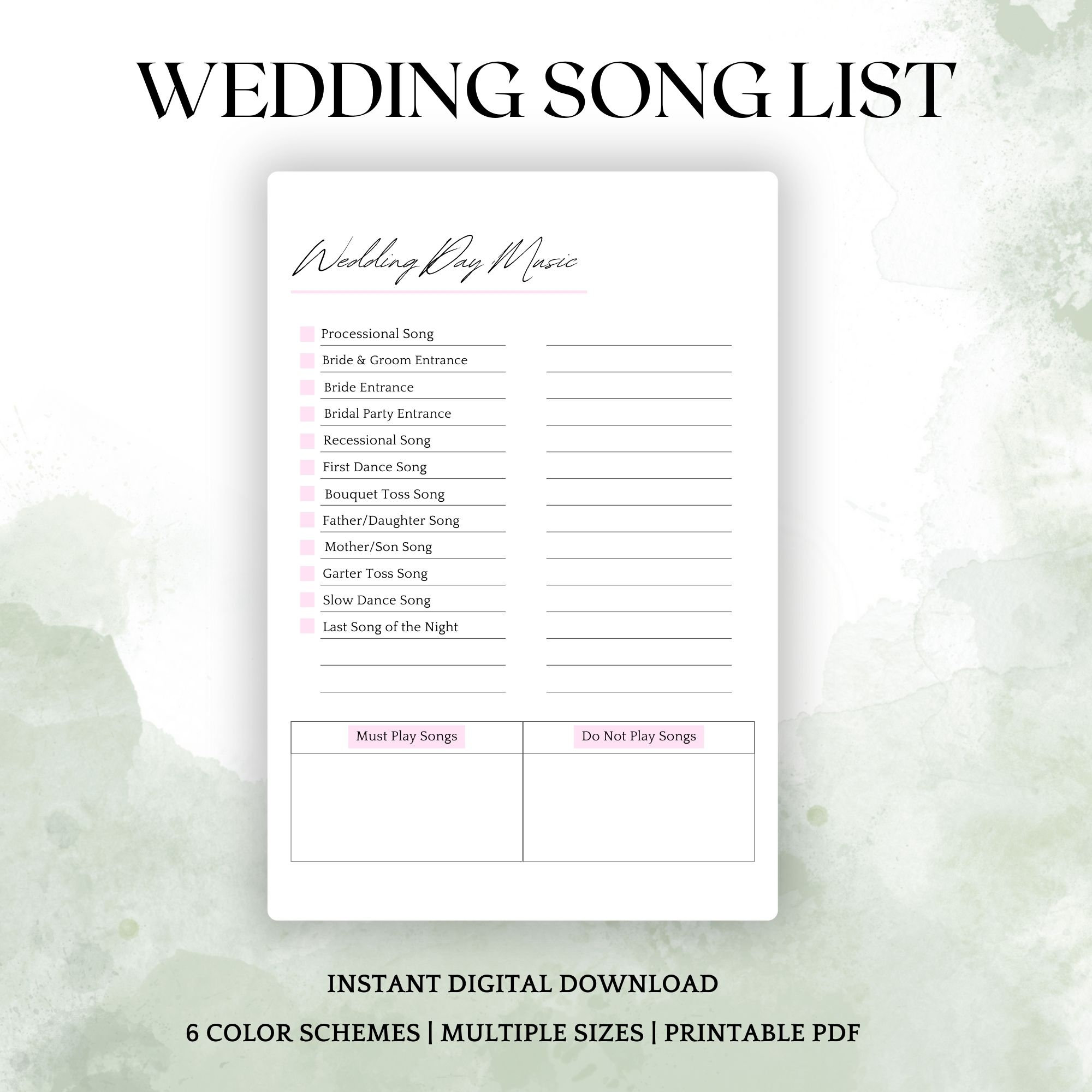 Wedding Ceremony Music List Template